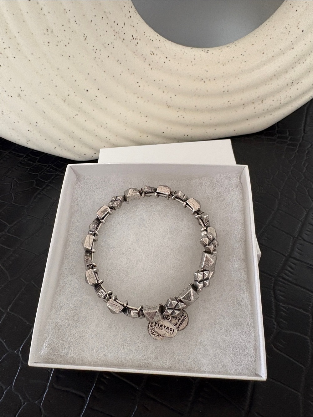Alex and Ani Vintage 66 silver beaded bangle